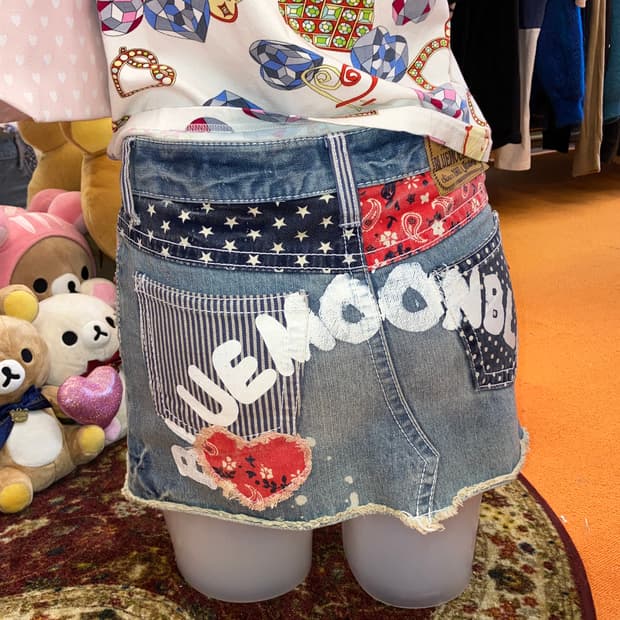 블루문블루 데님 숏스커트