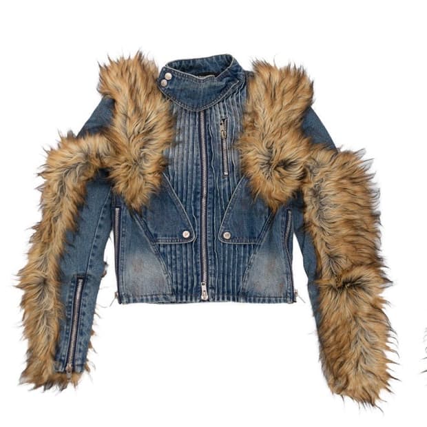 No Faith Studios 데님 퍼 자켓