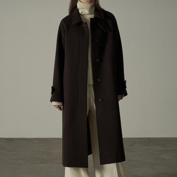 파사드패턴 캐시미어 발마칸 코트 dark brown S