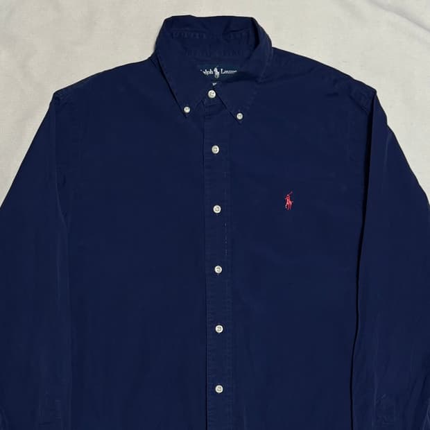 L 폴로랄프로렌 커스텀핏 네이비 코튼 셔츠