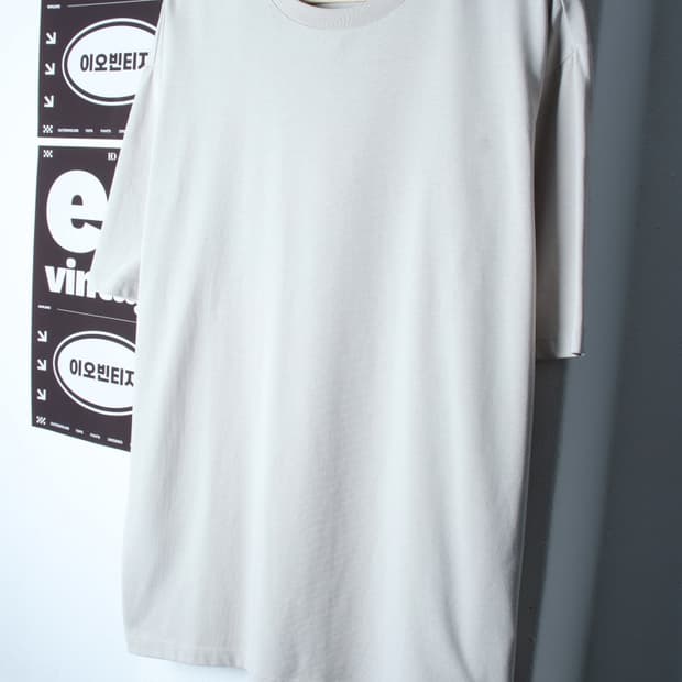 (L-2XL) 인사일런스 반팔 티셔츠 오버핏 베이지 무지-H32821