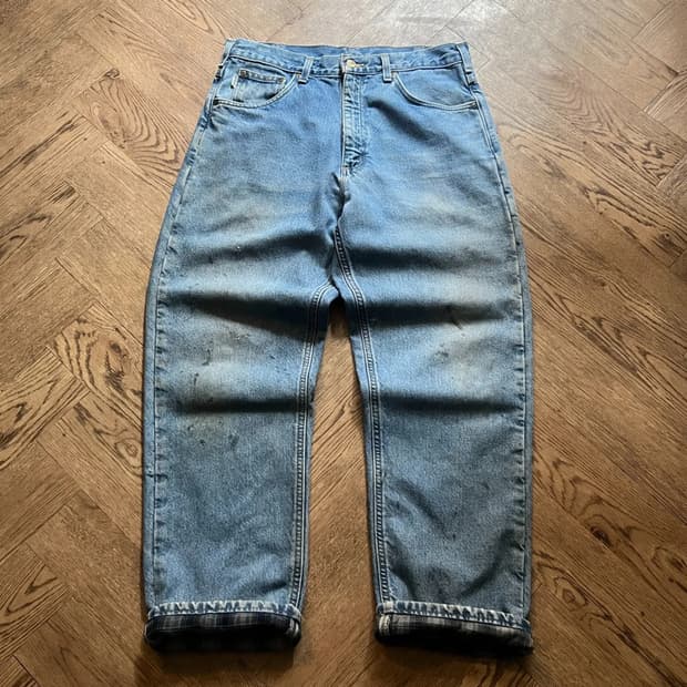 [34]칼하트 USA 체크 라이닝 빈티지 워싱 데님 팬츠