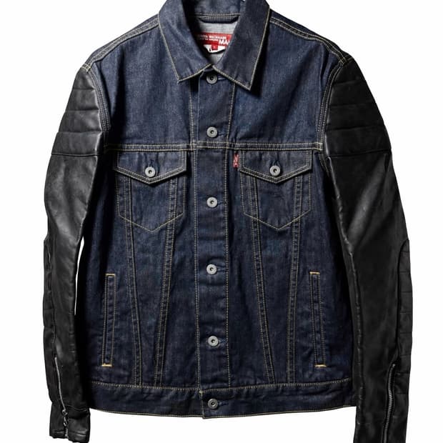 준야와타나베x리바이스 레더 슬리브 데님 자켓