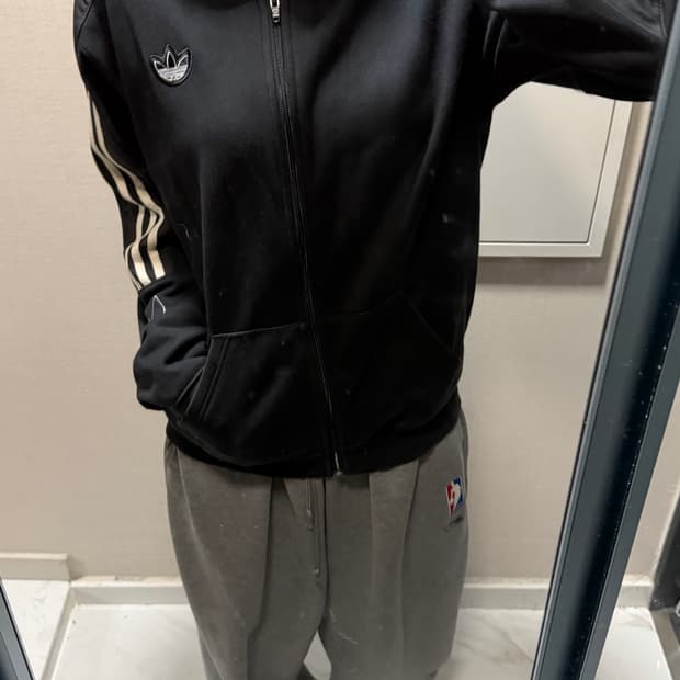 아디다스 블랙 후드집업 L