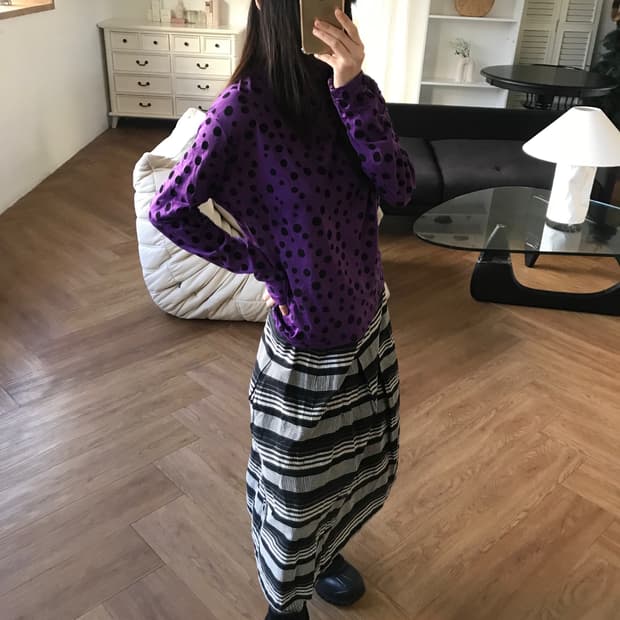 vintage purple dot turtle neck top