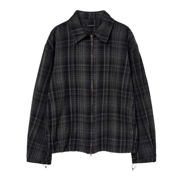 해칭룸 셔켓 롱 오버다이드 체크 차콜