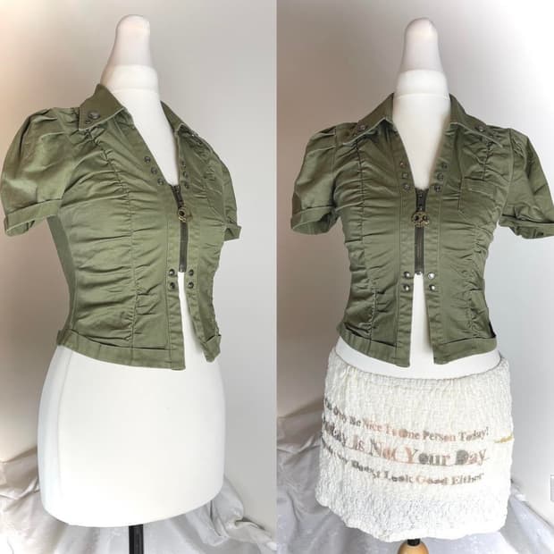 빈티지 펑크 반팔 집업