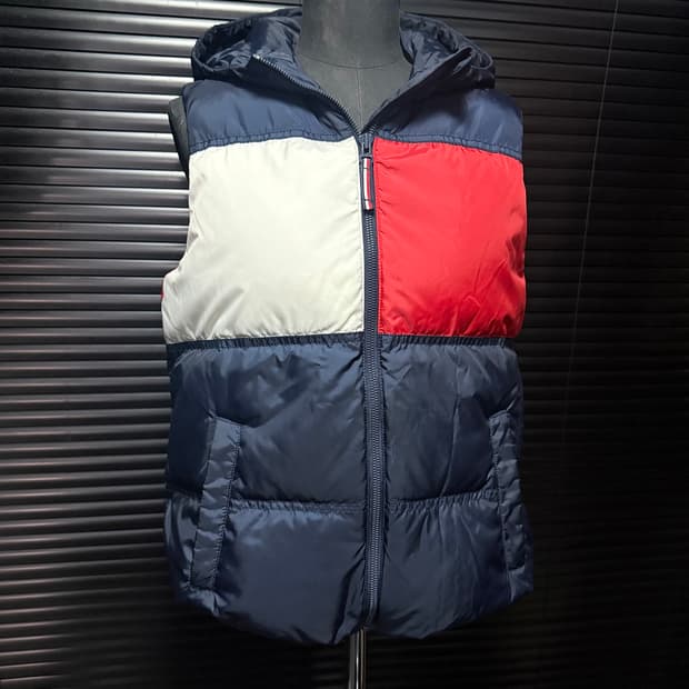 타미 힐피거 미국 USA 후드 패딩 조끼 네이비 남색 S 90 베스트