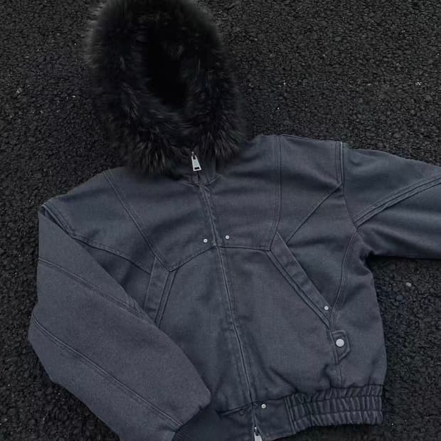 퍼후드 워싱 항공점퍼 다크그레이