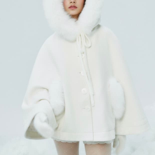 더티스 폭스 퍼 케이프 REAL FOX FUR SNOW CAPE COAT