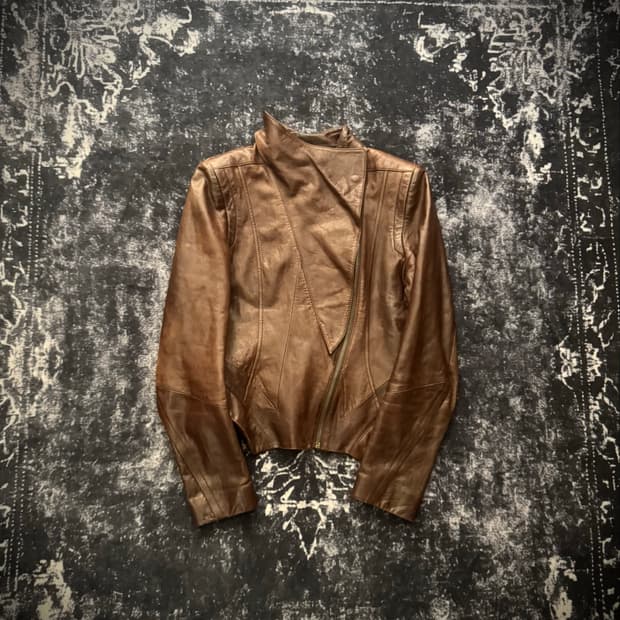 Vintage high neck leather jacket