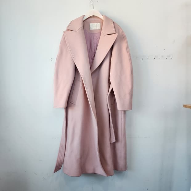 JULL LOG 핑크 롱 코트 벨트