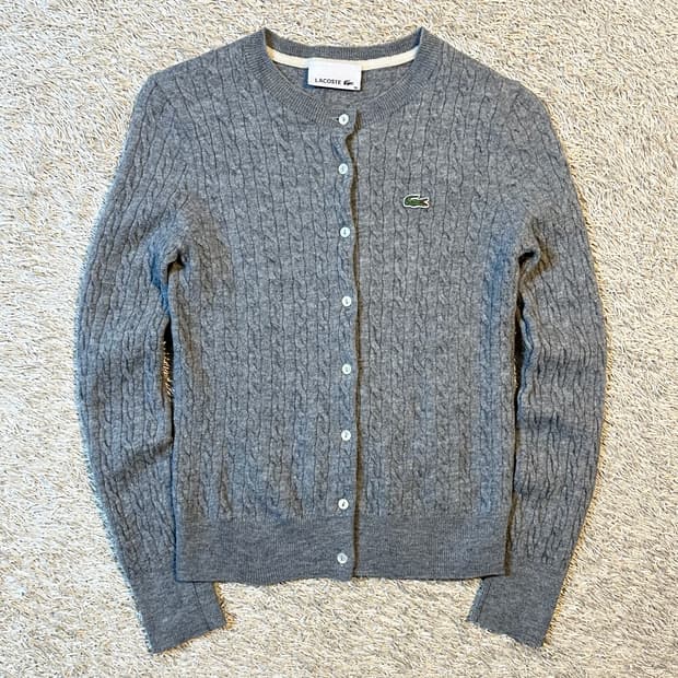 라코스테 LACOSTE 신형 케이블 울 가디건 그레이 여성 36
