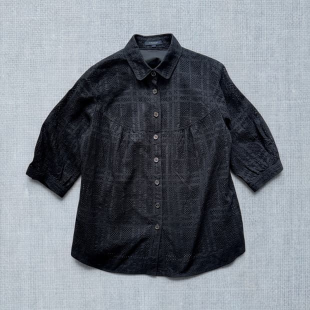 BURBERRY LONDON 블랙 시스루 블라우스 55-66