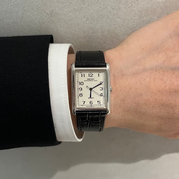 희귀) 세이코 스피릿 컨템포러리 베이직 탱크 시계 (블루핸즈)