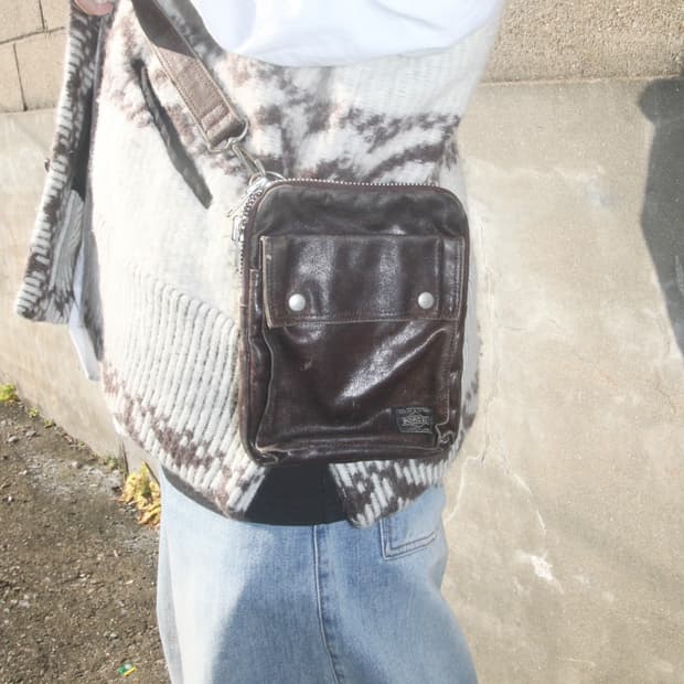 요시다 포터 빈티지 워싱 코티드 프리스타일 크로스백