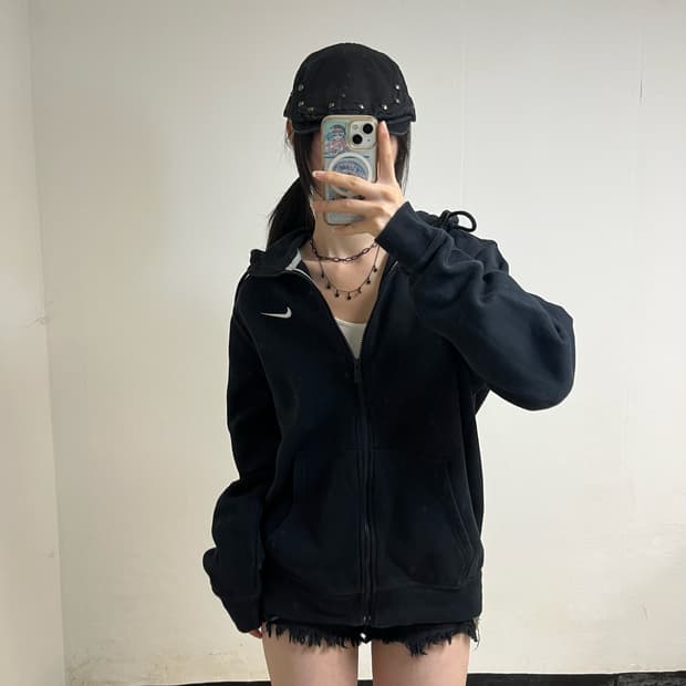Nike black hoodie zip-up