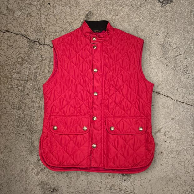 Barbour 레드 로워데일 퀼팅 베스트