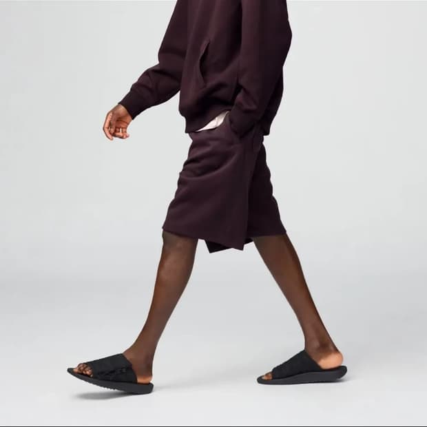 유니클로 스웨트와이드쇼트팬츠 와인 xl