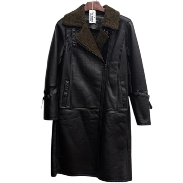 Vintage 페이크 레더 롱코트