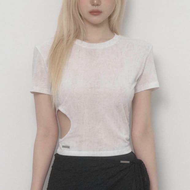 에트오소메 Graphic Side-hole Top (White