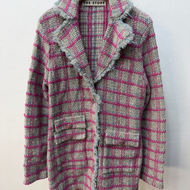 정품) 더스토어 한섬 트위드 체크 자켓 90F