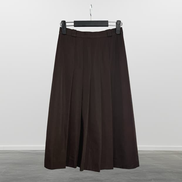 EMMA 플리츠 울 롱 스커트 