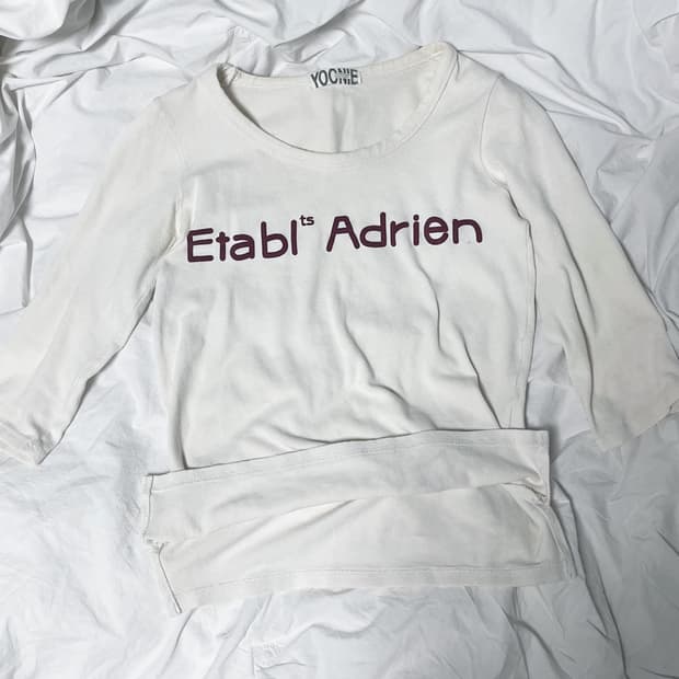 빈티지 아이보리 칠부 롱슬리브 긴팔티셔츠