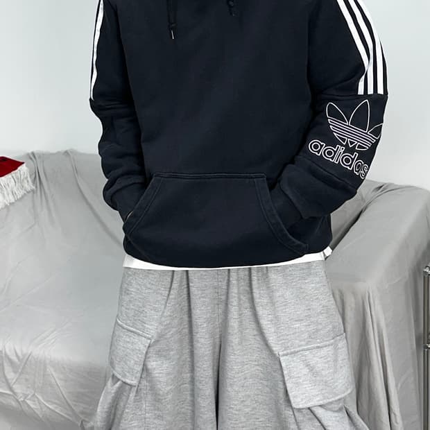 아디다스 파이어버드 블랙 후드티 2XL