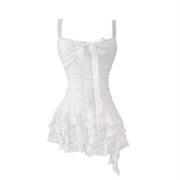 Temer lace ribbon dress (white)
