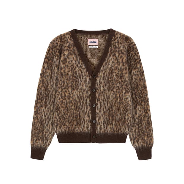 Asifcalie  LEOPARD KNIT CARDIGAN BROWN