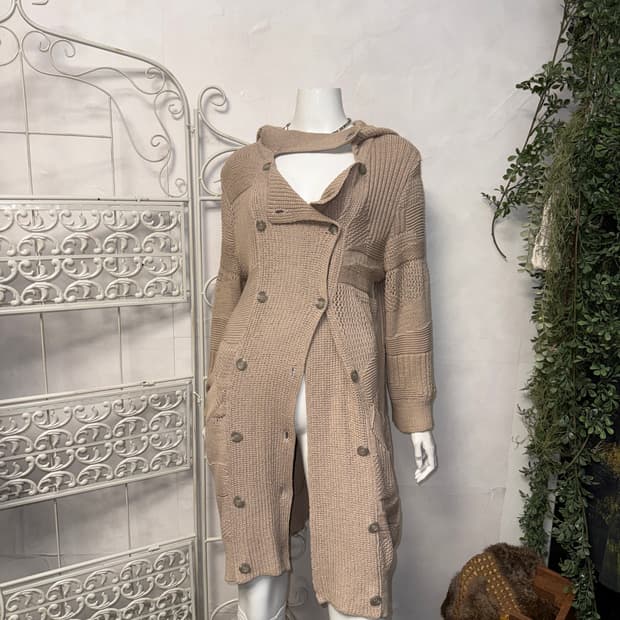 BNX double breasted hood long cardigan 