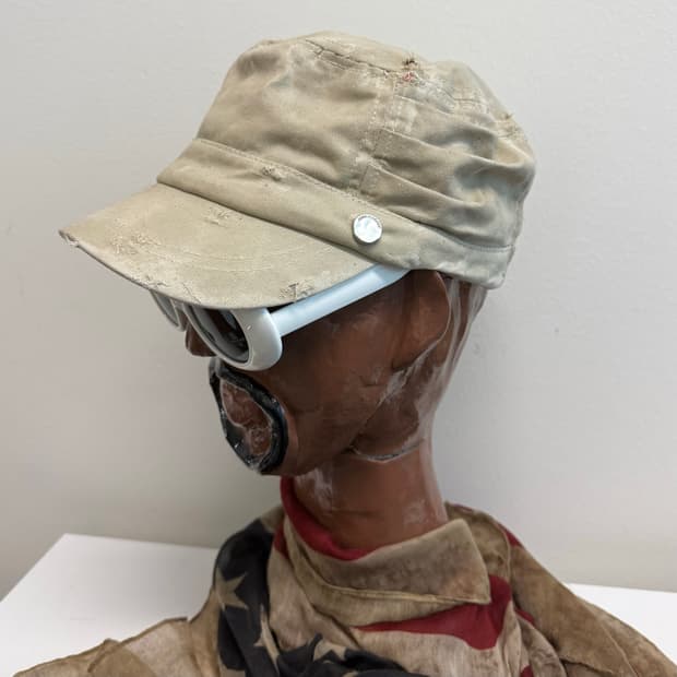 VTG CUSTOM]옆 절개 오일왁스 코팅 디스트레스드 헌팅캡