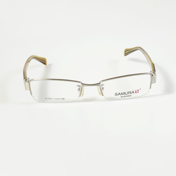 SAMURAI EYEWEAR 실버 메탈 반무테 스퀘어 빈티지 안경