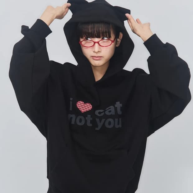 잇자바이브 I LOVE CAT NOT YOU CAT EAR HOODIE