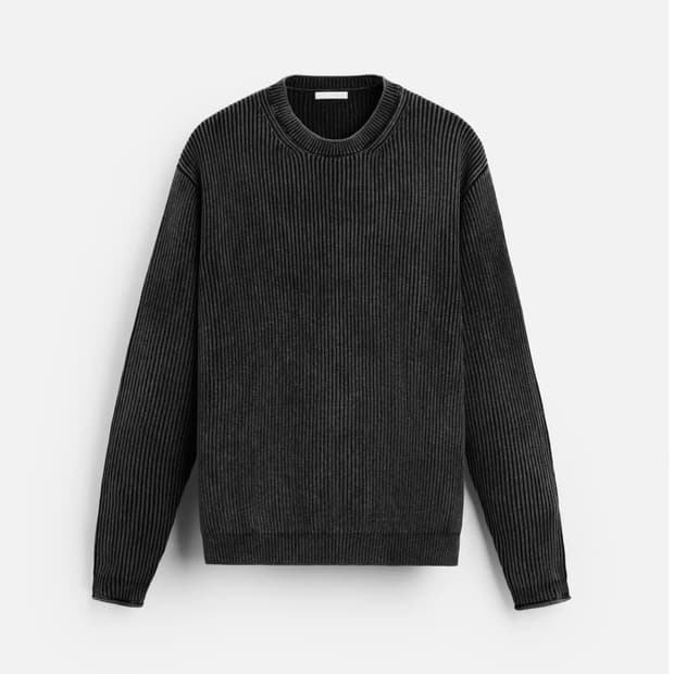 자라 워싱 처리 펄 니트 스웨터 블랙 M사이즈