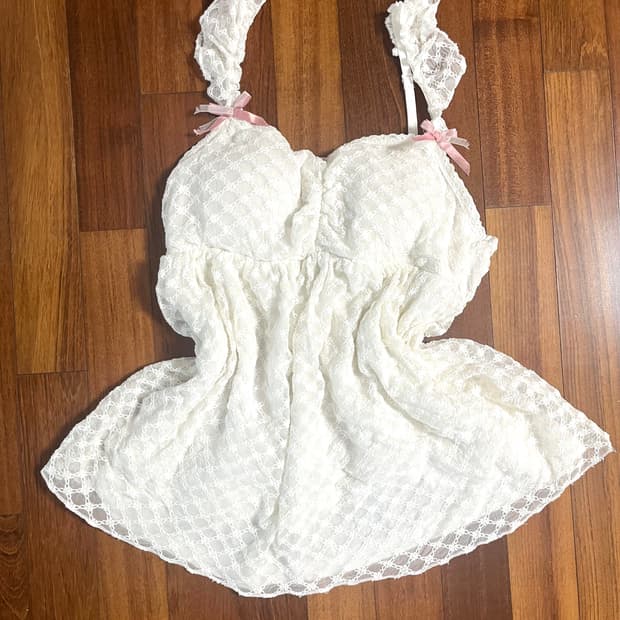 [무료나눔] 히메가루 리본 나시 원피스 로걀탑슬리브리스리즈리사깔빈티지잠옷