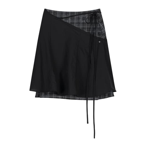 Layered Strap Flare Skirt / Black