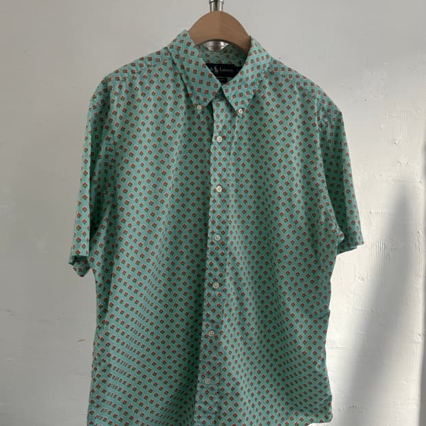 Polo 폴로 랄프로렌 민트 플라워 패턴 커스텀 핏 반팔 셔츠 