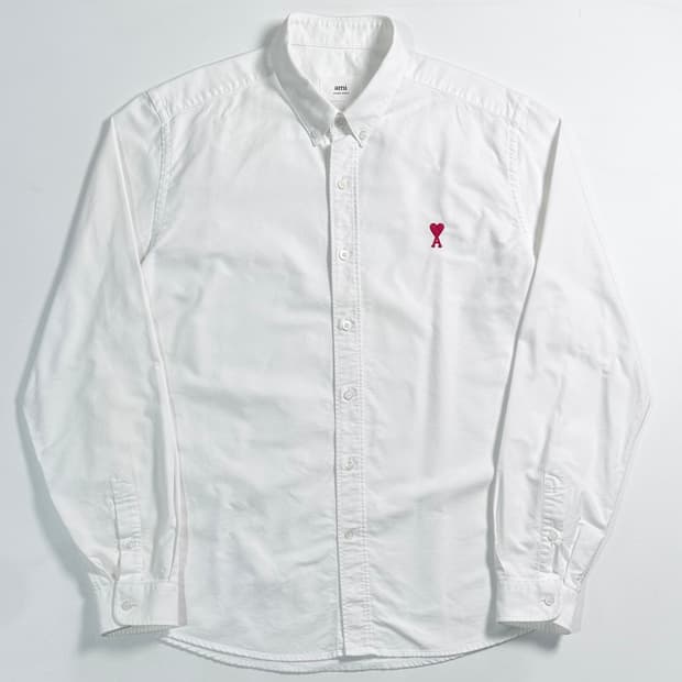 아미 스몰로고 화이트 옥스포드 셔츠 