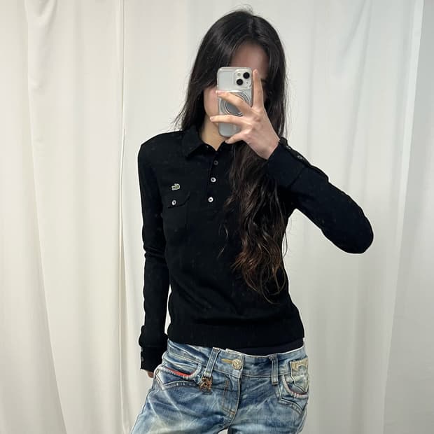 Lacoste Black Collar Knit