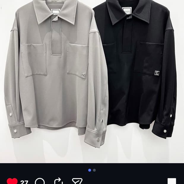 (50) 23SS 우영미 더블 포켓 폴로 티셔츠 - 그레이