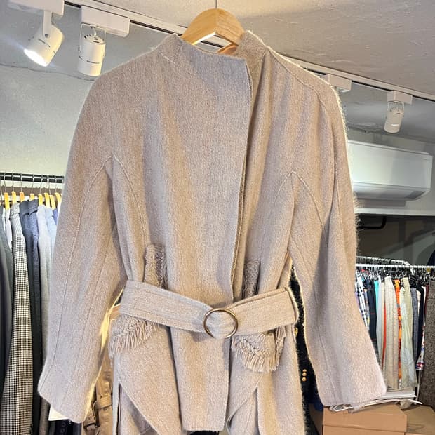 타임 앙고라 울 프린지 벨티드 자켓