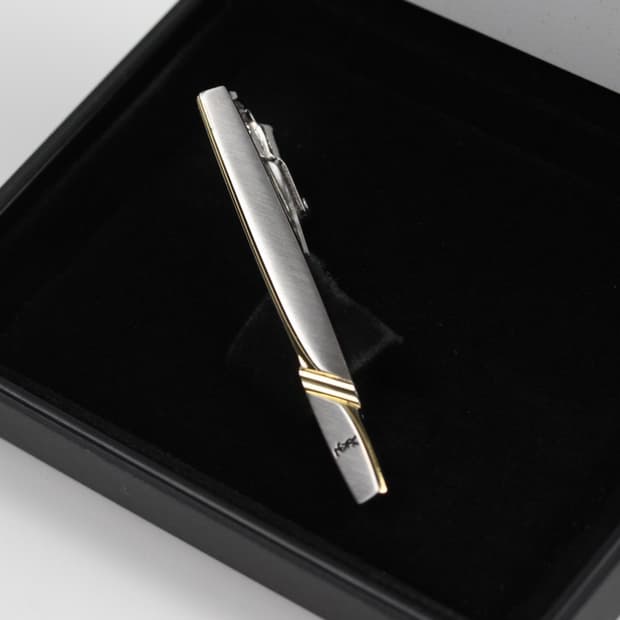 입생로랑 A등급 5.1cm 실버925 은 남자 명품 넥타이핀 빈티지