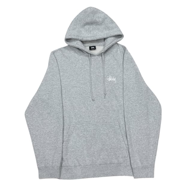 스투시 일본판 베이직 기모 후드티 그레이 L