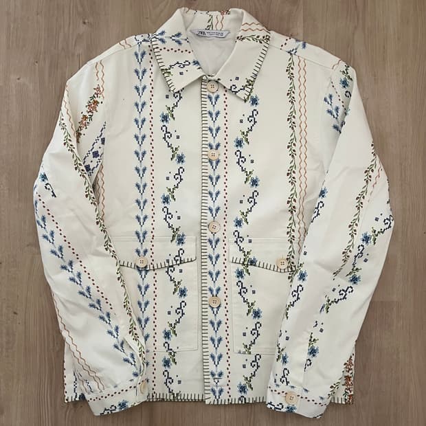 [ZARA] 자라 플로럴 자수 패턴 셔켓