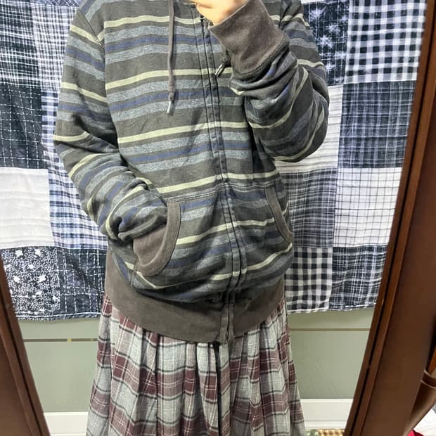 올드 유니클로 스트라이프 후드집업