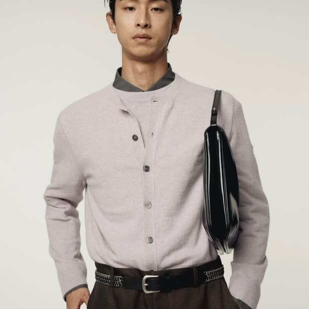 렉토 크루넥 레이어드 가디건 라벤더
