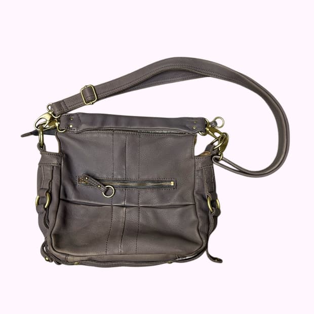 grey leather 2way handbag