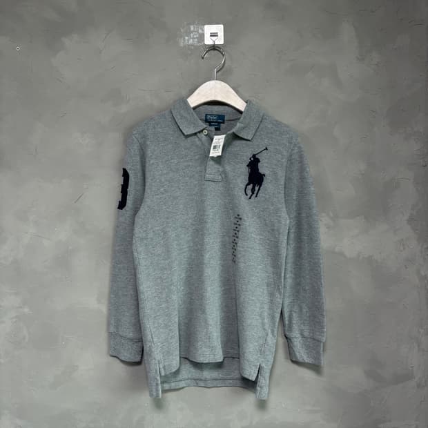 새상품 폴로 랄프로렌 빅포니 카라티 롱슬리브 그레이